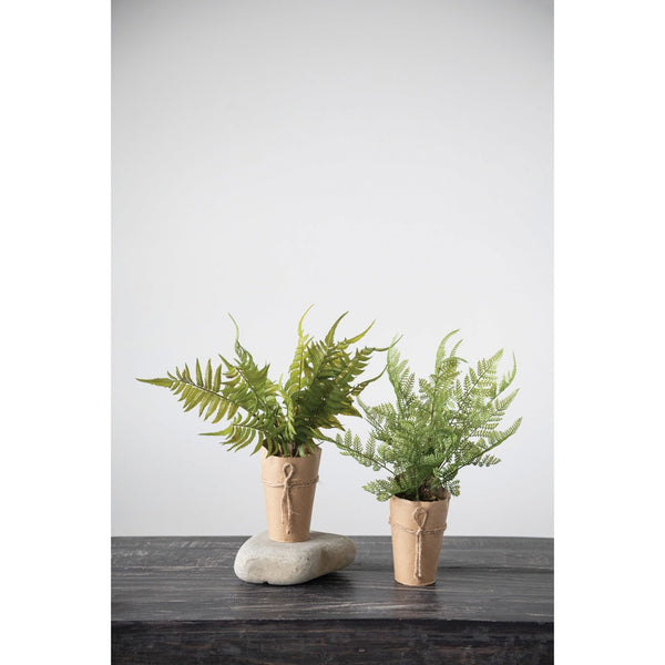 Faux Fern In Paper Wrapped Pot