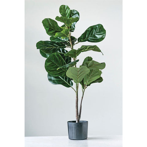 Faux Fiddle Fig Plant In Pot