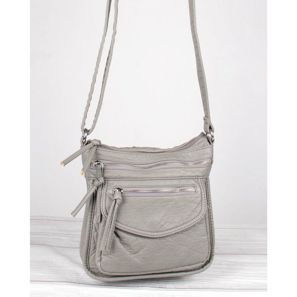 Faux Leather Crossbody Bag With Front Pockets