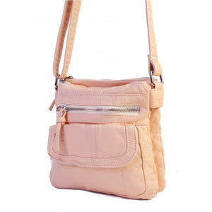 Faux Leather Satchel With Multi Pocket And Front Zipper