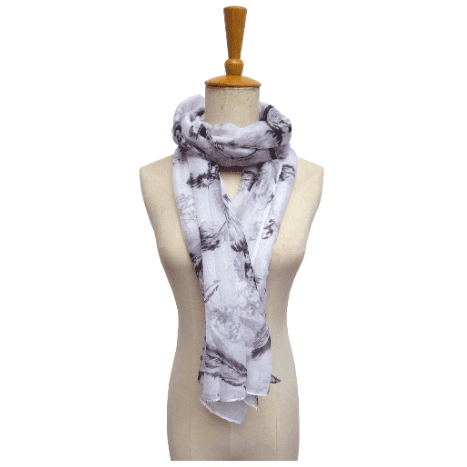 Scarf - Black & White Feather