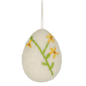 Felt Egg Ornament With Embroidered Floral Pattern
