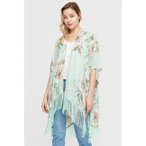 Floral Kimono With Tassels