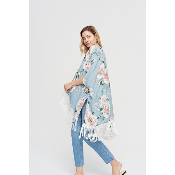 Floral Kimono With Tassels