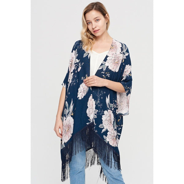 Floral Kimono With Tassels