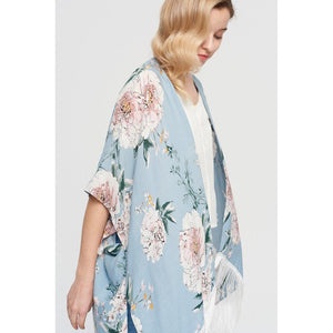 Floral Kimono With Tassels
