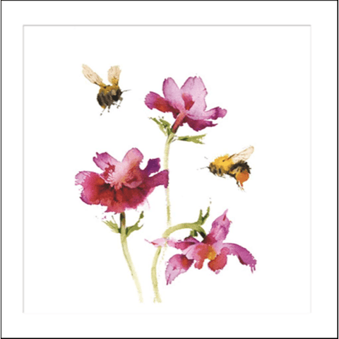 Flowers & Bees - Greeting Card - Blank