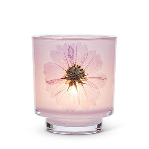 Frosted Votive Holder With Pressed Flowers