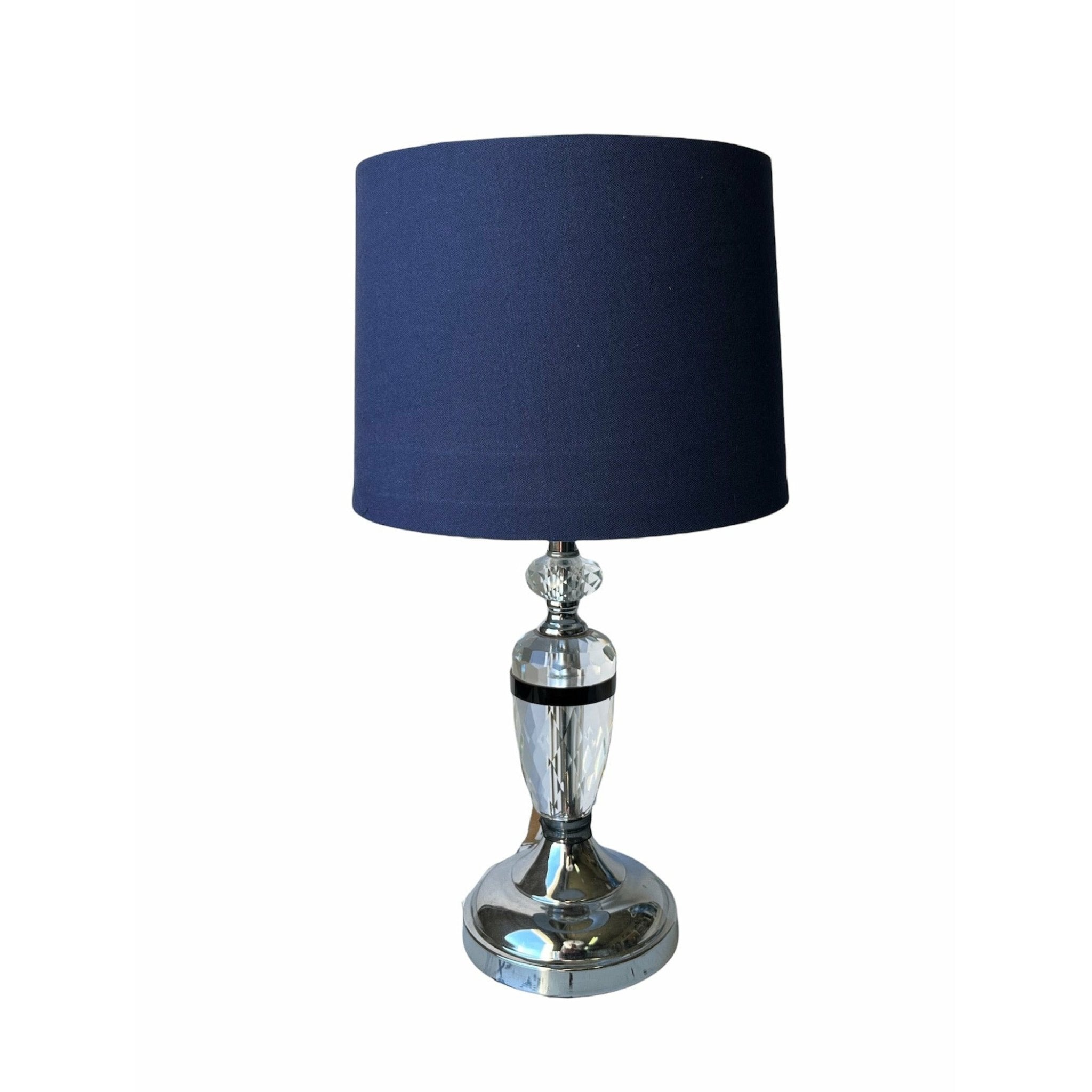 Glass Based Lamp With Navy Shade