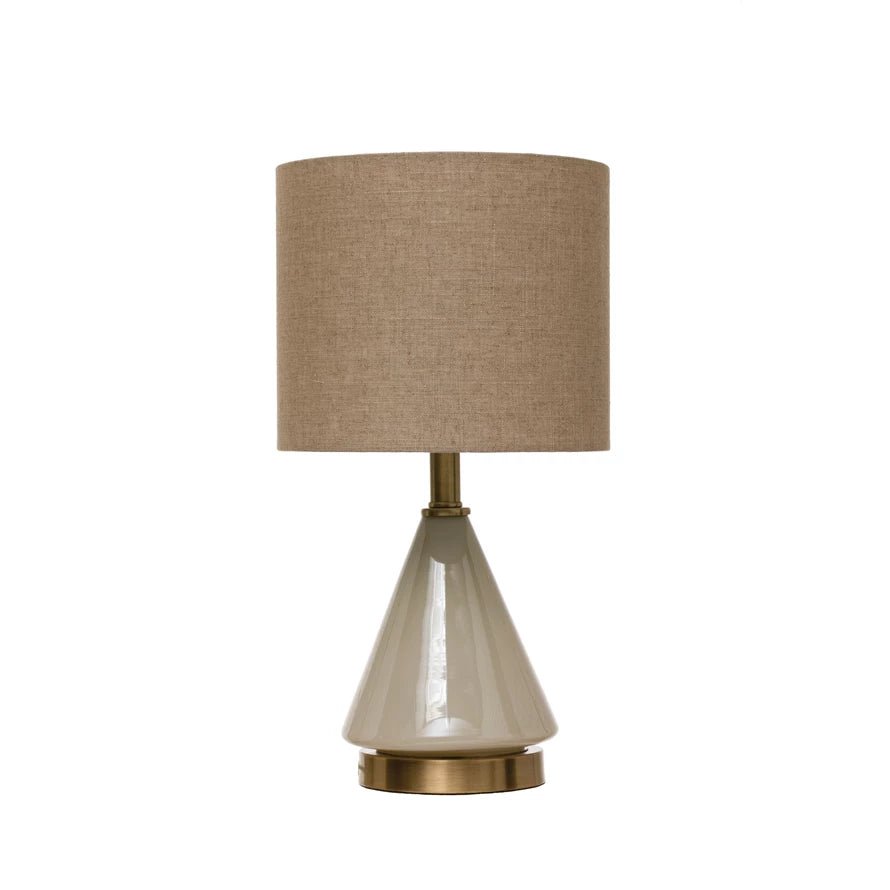 Glass Table Lamp With Linen Shade