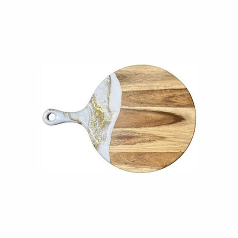 Gold Quartz Round Paddle Acacia Cheese Board