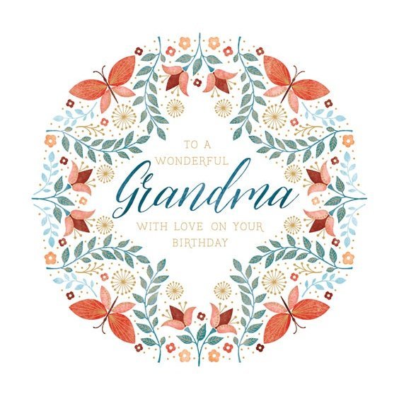 Grandma Flowers & Butterflies - Greeting Card - Birthday