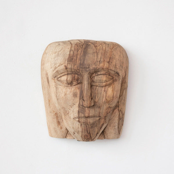 Hand-Carved Mango Wood Face