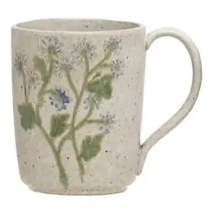 Hand-Painted Stoneware Mug With Botanicals