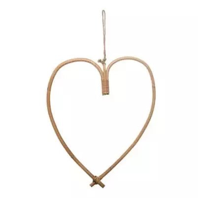 Handmade Rattan Heart With Jute Hangers