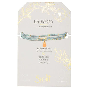 Harmony - Blue Howlite, Sunstone & Gold - Teardrop Stone Wrap Bracelet / Necklace