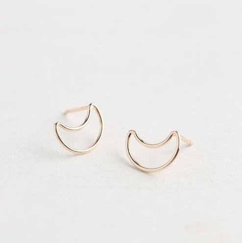 Hollow Moon Stud Earrings