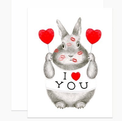 I Heart You Bunny - Greeting Card - Valentine's