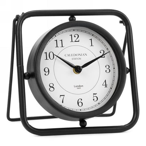 Industrial Style Metal Table Clock - Black