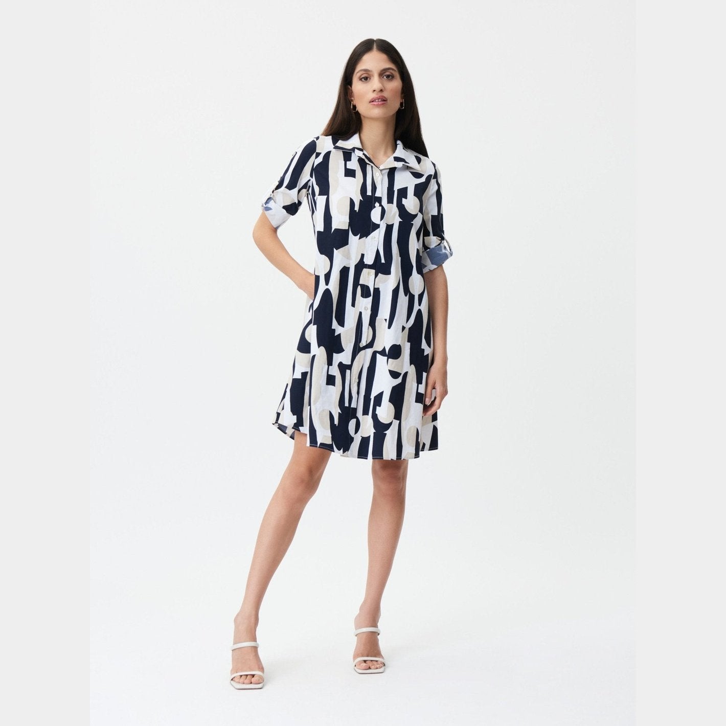 Black print 2024 shirt dress