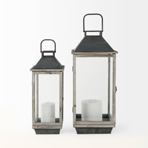 Keyrock Brown Wood & Metal Lantern