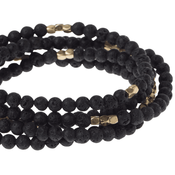 Lava Stone - Stone Of Strength - Wrap Bracelet / Necklace