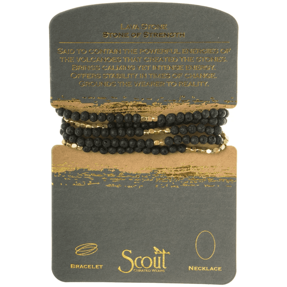 Lava Stone - Stone Of Strength - Wrap Bracelet / Necklace