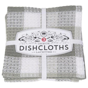 London Grey Check Cotton Dishcloths