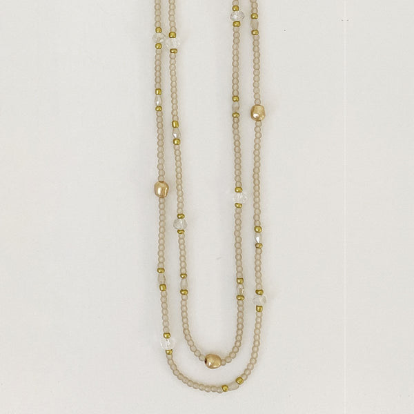 Long Glass & Bead Necklace