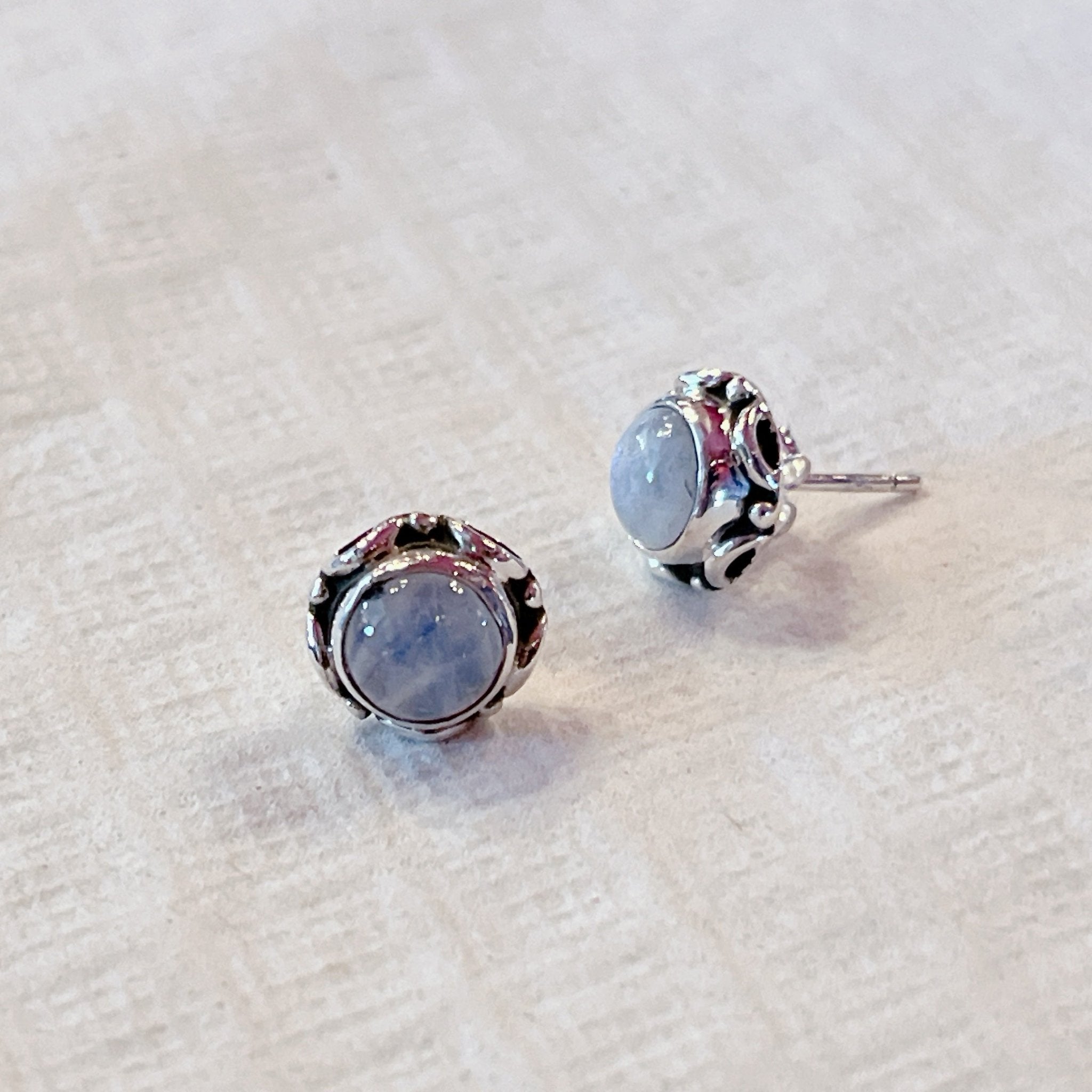 Magical Moonstone & Sterling Silver Stud Earrings