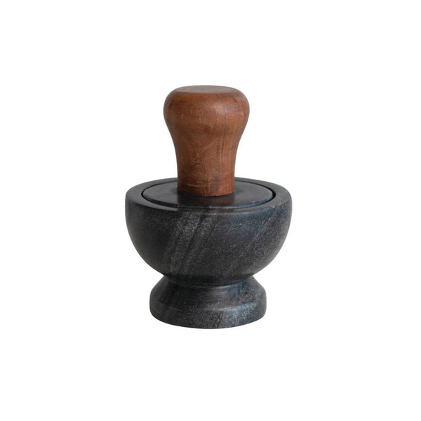 Marble Mortar & Pestle With Mango Wood Handle