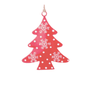 Matte Red Tree With Snowflake Pattern Ornament