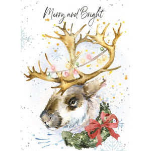 Merry & Bright Reindeer - Greeting Card - Christmas