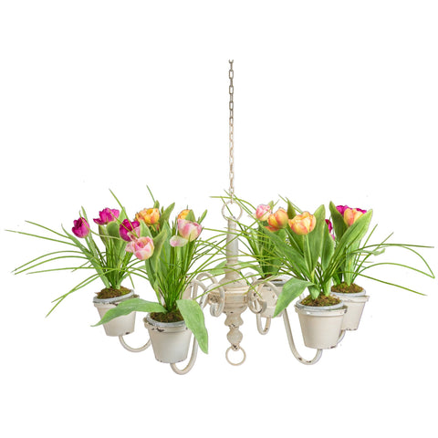 Metal Flower Pot Chandelier