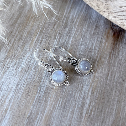 Mini Moonstone & Sterling Silver Earrings