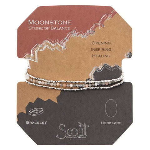 Moonstone - Stone of Balance - Delicate Wrap Bracelet / Necklace