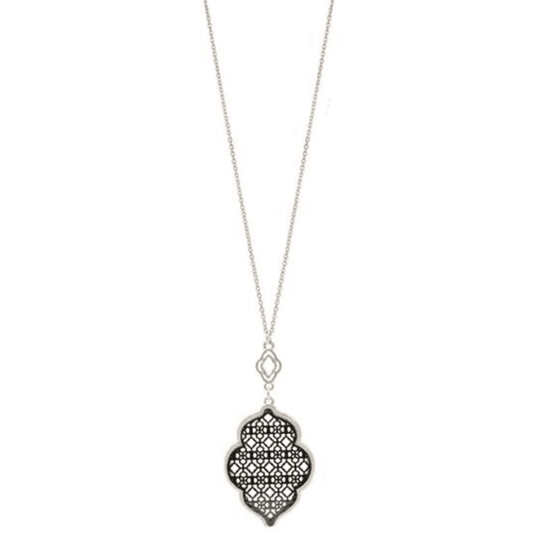 Necklace Long With Geometric Laser Cut Pendant