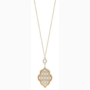 Necklace Long With Geometric Laser Cut Pendant