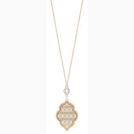 Necklace Long With Geometric Laser Cut Pendant