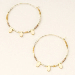 Neutral Multi & Gold - Chromacolor Miyuki Large Hoop Earring