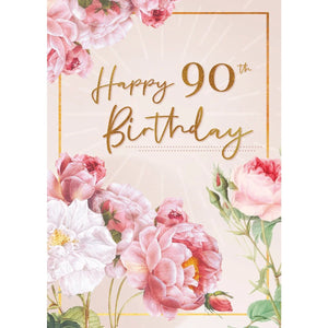 Ninety Pink Floral - Greeting Card - Birthday
