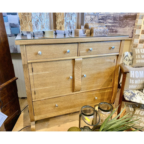 Oak Buffet With Glass Top