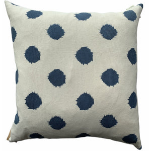 Off White With Blue Polka Dots Pillow