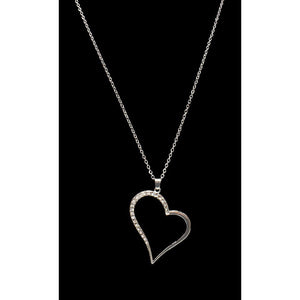 Open Titled Heart With Rhinestones Necklace
