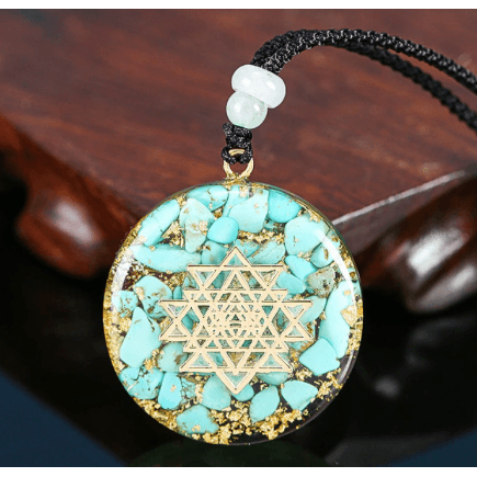 Orgonite Energy Lotus Pendant Necklace - Blue