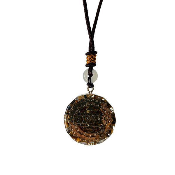 Orgonite Energy Lotus Pendant Necklace - Brown