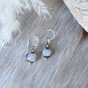 Oval Moonstone & Sterling Silver Earrings
