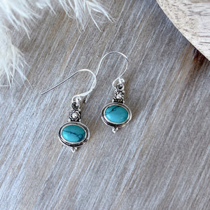 Oval Turquoise & Sterling Silver Earrings