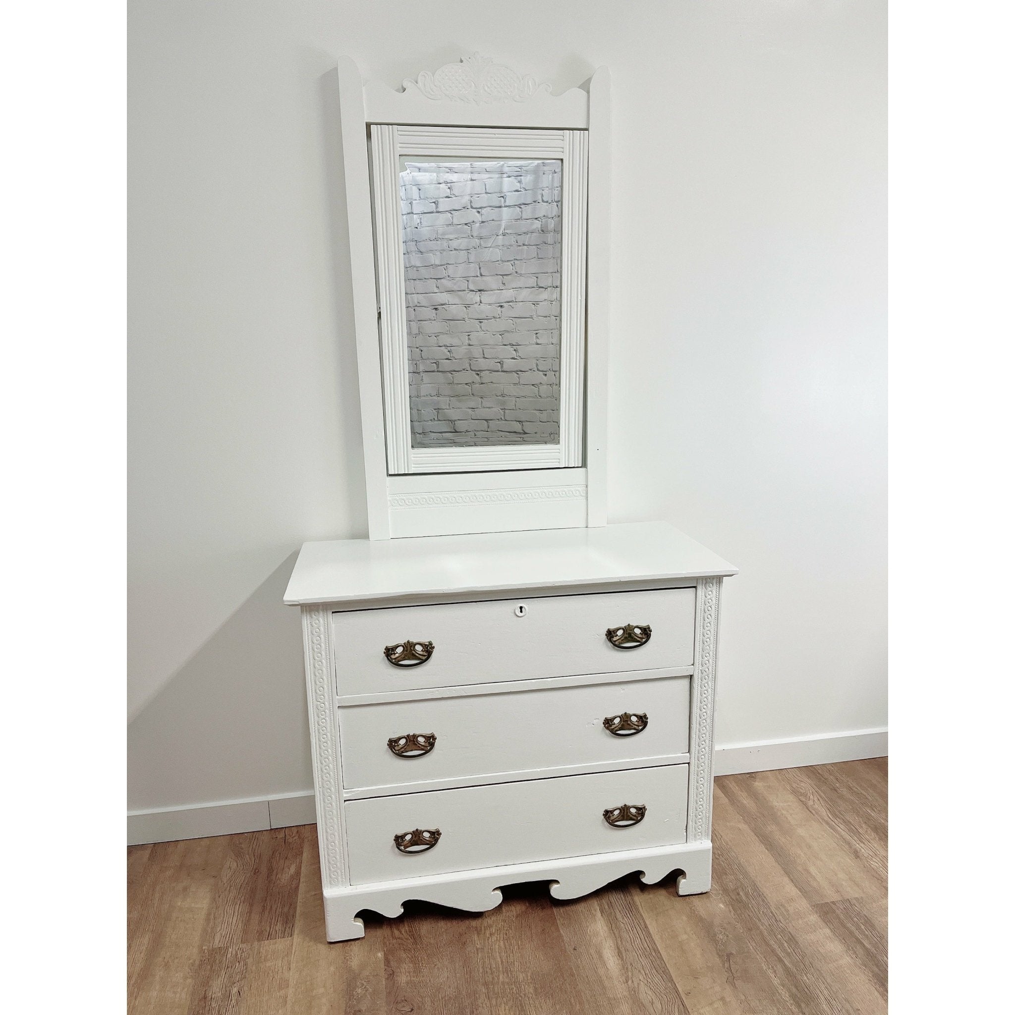 Painted East Lake Dresser With Mirror