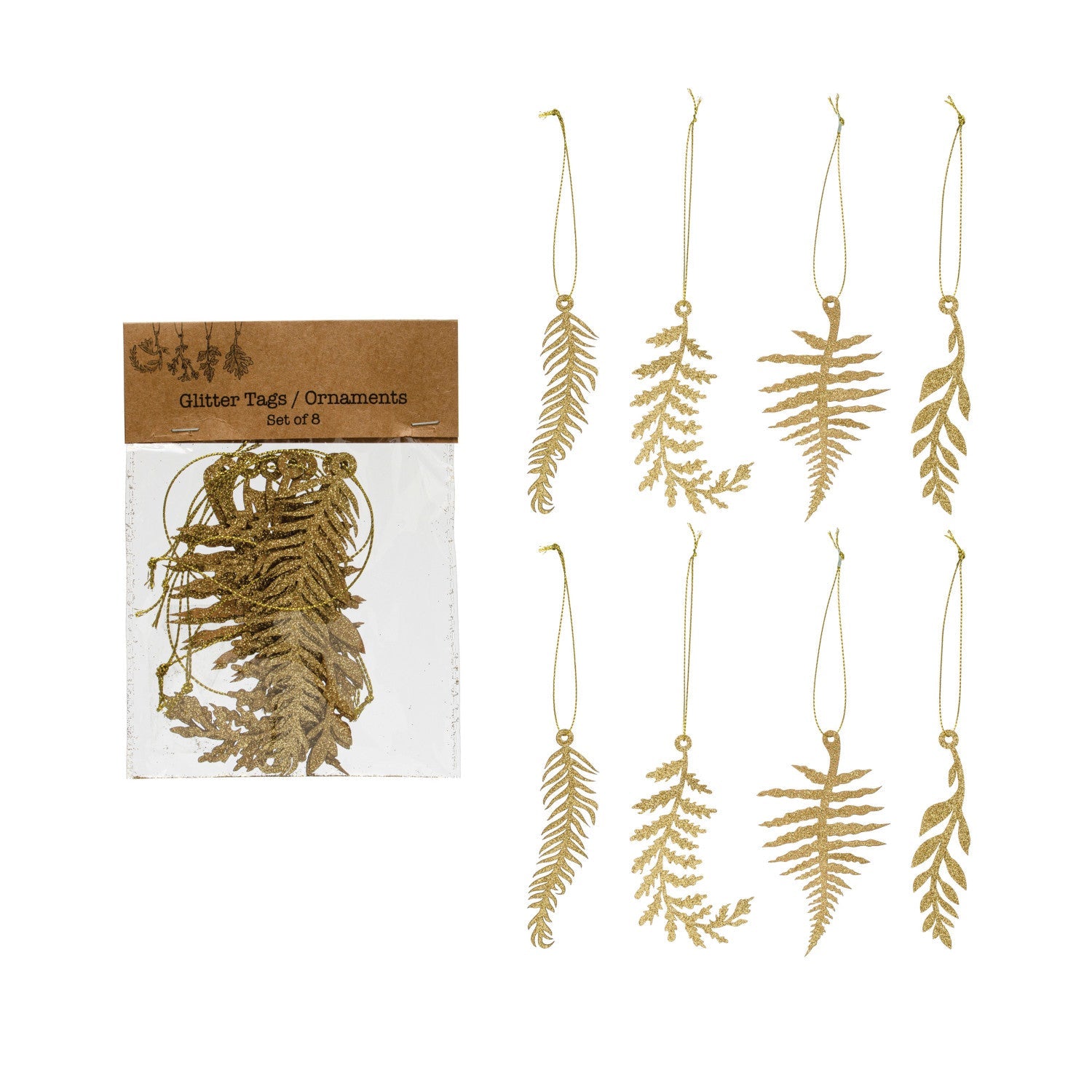 Paper Laser Cut Leaf Ornaments - Set of 8